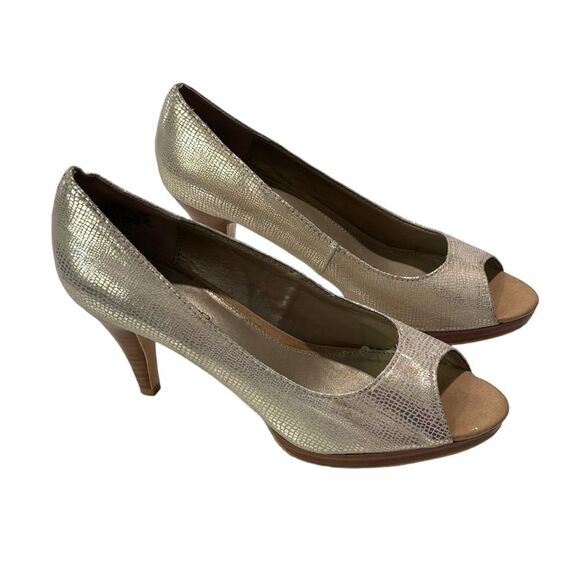 Bandolino | Mylah Gold Metallic Women’s Peep-toe Heels Pumps - Picture 1 of 12